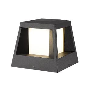 Lámpara LED color grafito para sobreponer en piso o bardas, ideal para iluminar exteriores.